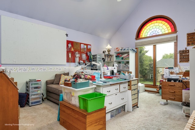 420 Fairway View Dr, Algonquin, IL 60102 - office area with light carpet and high vaulted ceiling