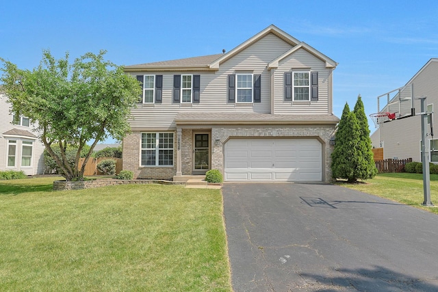 10628 Great Plaines Dr, Huntley, IL 60142 - traditional home featuring brick siding, an attached garage, and asphalt driveway