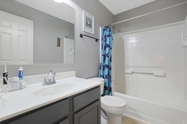 10628 Great Plaines Dr, Huntley, IL 60142 - full bath featuring vanity, shower / bath combination with curtain, and tile patterned floors