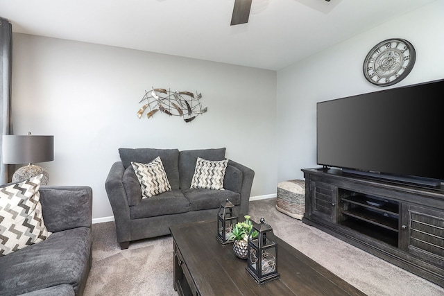 1307 Colaric Dr, Joliet, IL 60431 - carpeted living area featuring ceiling fan and baseboards