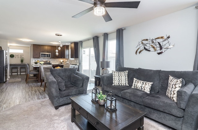 1307 Colaric Dr, Joliet, IL 60431 - living area with a ceiling fan and light wood-type flooring