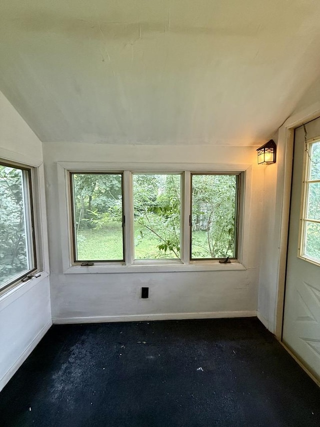 505 N Fair St, Champaign, IL 61821 - empty room with lofted ceiling and dark carpet