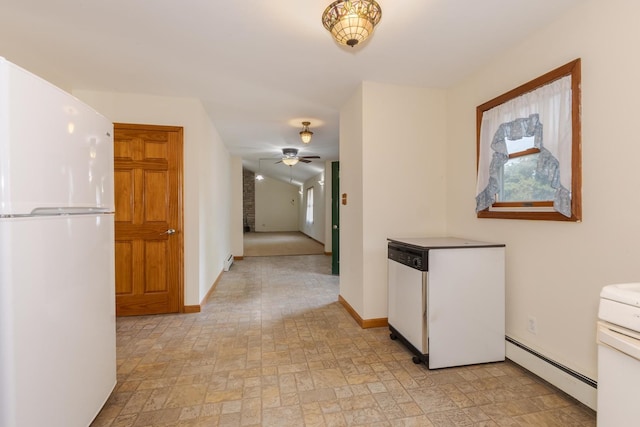22998 E 2800 N Rd, Odell, IL 60460 - corridor featuring a baseboard heating unit and light stone finish floors