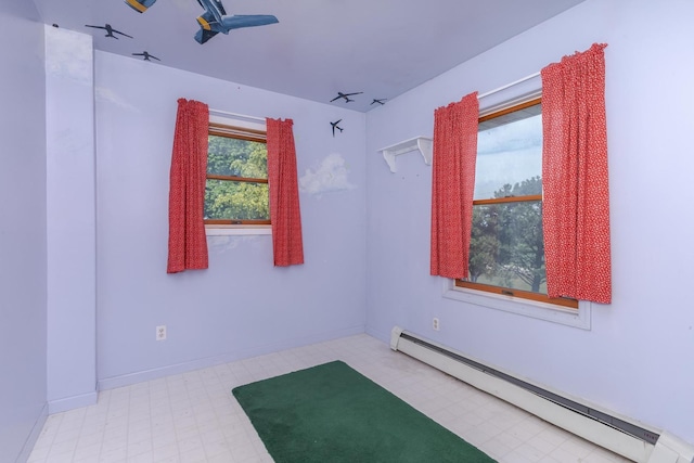22998 E 2800 N Rd, Odell, IL 60460 - empty room with a baseboard heating unit and tile patterned floors