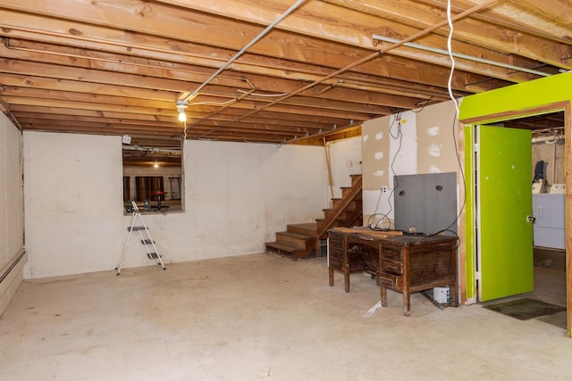22998 E 2800 N Rd, Odell, IL 60460 - unfinished basement with washer / clothes dryer and stairs