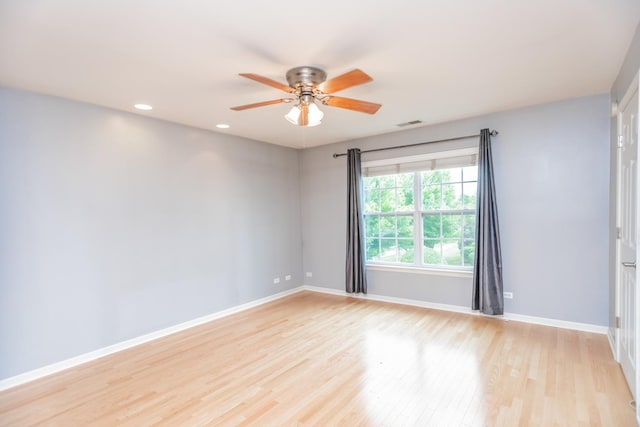 133 W Park Ave Unit A, Sugar Grove, IL 60554 - empty room with light wood finished floors, ceiling fan, and recessed lighting