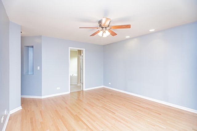 133 W Park Ave Unit A, Sugar Grove, IL 60554 - spare room with a ceiling fan, light wood finished floors, and recessed lighting