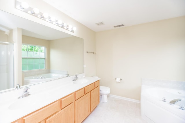 133 W Park Ave Unit A, Sugar Grove, IL 60554 - bathroom featuring a bath, a stall shower, and double vanity