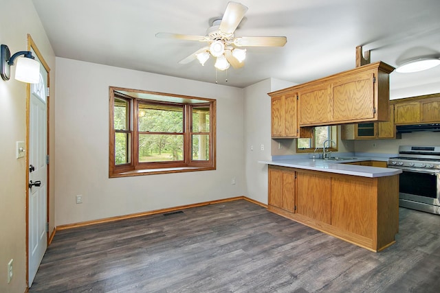 1177 N 6250w Rd, Bonfield, IL 60913 - kitchen with gas range, a peninsula, healthy amount of natural light, and light countertops