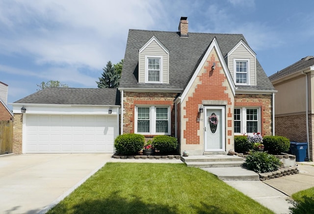 9321 S 81st Ct, Hickory Hills, IL 60457 - view of front facade featuring brick siding, a garage, concrete driveway, and a chimney