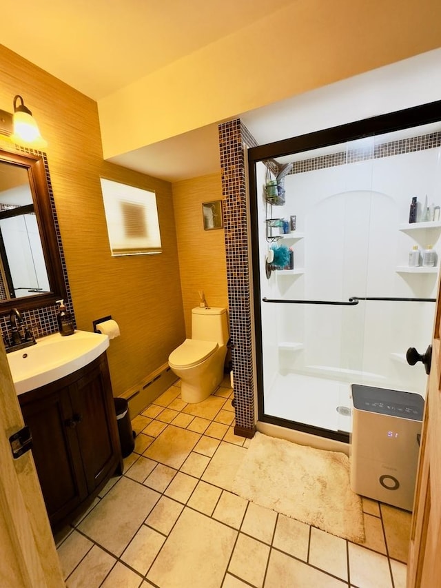 9321 S 81st Ct, Hickory Hills, IL 60457 - bathroom featuring vanity, a stall shower, and tile patterned flooring
