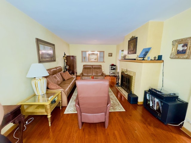 9321 S 81st Ct, Hickory Hills, IL 60457 - living area featuring wood finished floors and a tiled fireplace