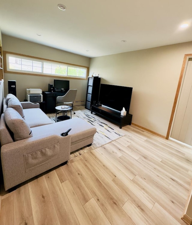 9321 S 81st Ct, Hickory Hills, IL 60457 - living area featuring wood finished floors, recessed lighting, and baseboard heating