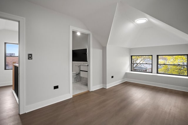 2305 W 111th Pl, Chicago, IL 60643 - unfurnished bedroom with vaulted ceiling, multiple windows, wood finished floors, and ensuite bathroom