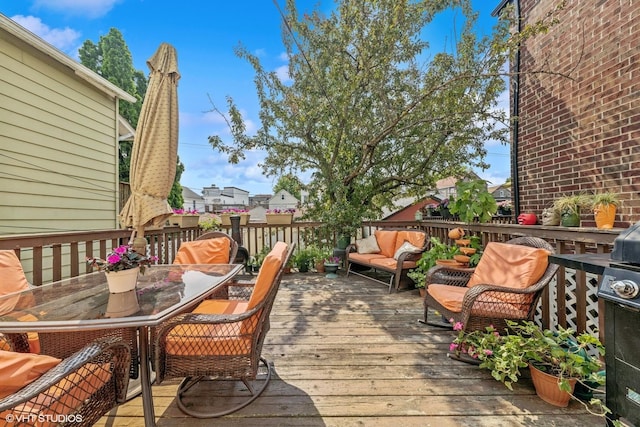 3432 S Union Ave, Chicago, IL 60616 - wooden terrace featuring an outdoor hangout area, outdoor dining area, and grilling area