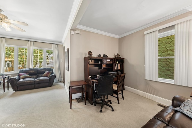 3432 S Union Ave, Chicago, IL 60616 - carpeted office featuring crown molding and a ceiling fan