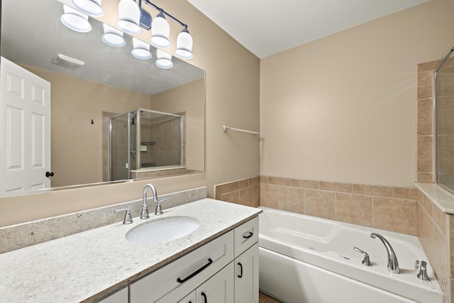 10750 Cape Cod Ln, Huntley, IL 60142 - full bath with a bath, vanity, and a stall shower