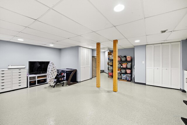 10750 Cape Cod Ln, Huntley, IL 60142 - finished basement with a paneled ceiling and recessed lighting