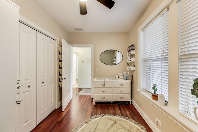1918 W Cullom Ave Unit 202, Chicago, IL 60613 - sitting room featuring dark wood-type flooring and a ceiling fan