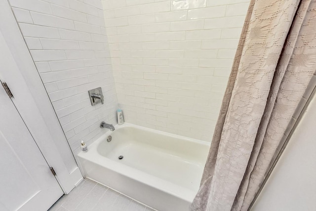 1847 N Kedzie Ave Unit 1N, Chicago, IL 60647 - full bathroom with shower / bath combination with curtain and tile patterned floors