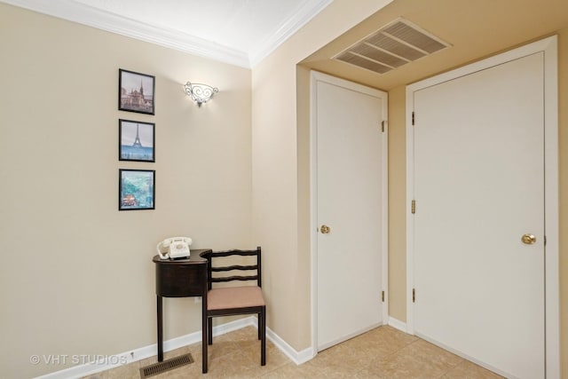 25 Algonquin Trl Unit 1, Indian Head Park, IL 60525 - corridor with ornamental molding and light tile patterned floors