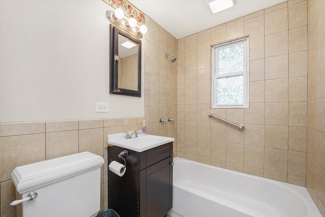 4153 W 89th Pl None, Unit None, Hometown, IL 60456 - full bathroom featuring tile walls, vanity, and shower / washtub combination