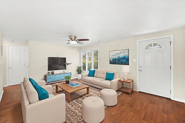 4153 W 89th Pl None, Unit None, Hometown, IL 60456 - living room featuring wood finished floors and a ceiling fan