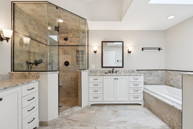 102 E Adelia St, Elmhurst, IL 60126 - full bath with vanity, a shower stall, a garden tub, and recessed lighting