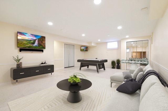 3800 River Rd, Hazel Crest, IL 60429 - playroom featuring billiards table, recessed lighting, and light carpet