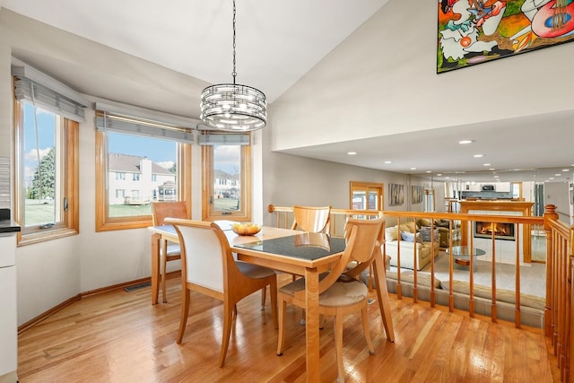3800 River Rd, Hazel Crest, IL 60429 - dining space with light wood-type flooring, a chandelier, and recessed lighting