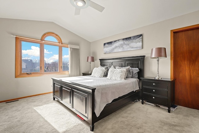 3800 River Rd, Hazel Crest, IL 60429 - bedroom with light carpet, lofted ceiling, and ceiling fan