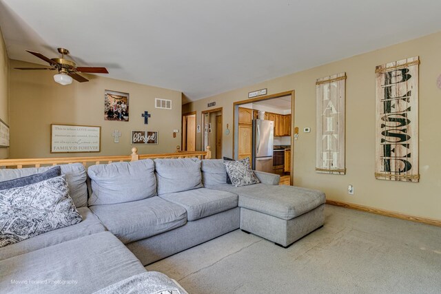 161 Olympic Dr, Bolingbrook, IL 60440 - carpeted living room with ceiling fan and baseboards
