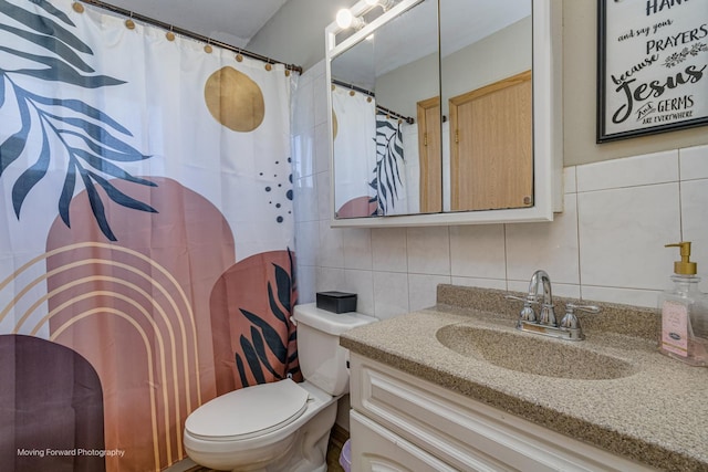 161 Olympic Dr, Bolingbrook, IL 60440 - bathroom with tile walls, tasteful backsplash, vanity, and curtained shower