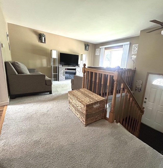 161 Olympic Dr, Bolingbrook, IL 60440 - living area with carpet and a ceiling fan