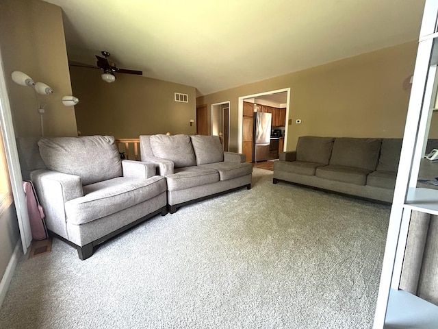 161 Olympic Dr, Bolingbrook, IL 60440 - living room with carpet flooring, ceiling fan, and lofted ceiling