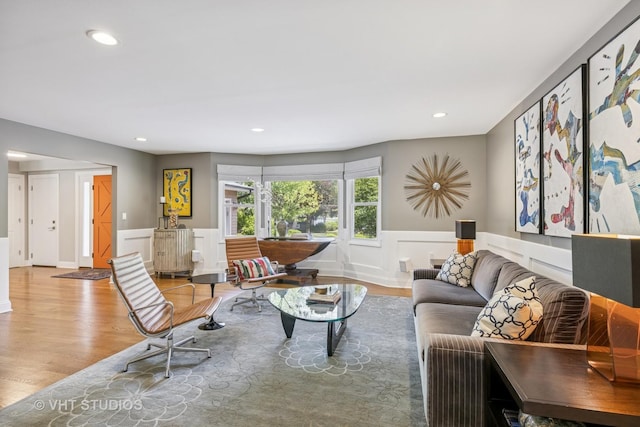 821 Sandstone Dr, Libertyville, IL 60048 - living area featuring light wood-type flooring, a wainscoted wall, and recessed lighting