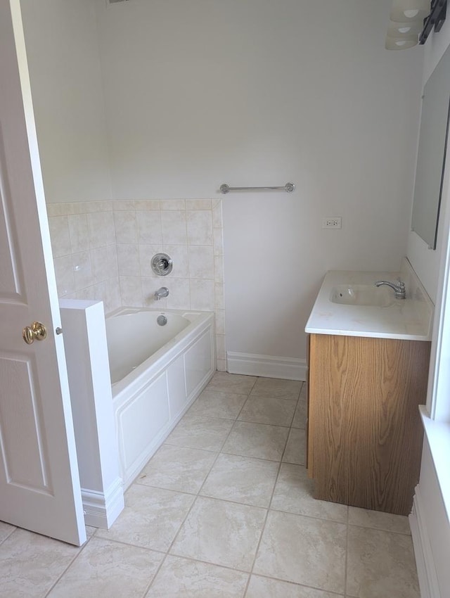 11360 195th St, Mokena, IL 60448 - full bath with vanity, a bath, and tile patterned floors
