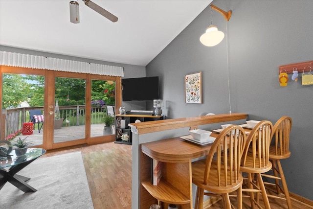 3583 Newport Dr, Island Lake, IL 60042 - living room with a ceiling fan, wood finished floors, french doors, and high vaulted ceiling