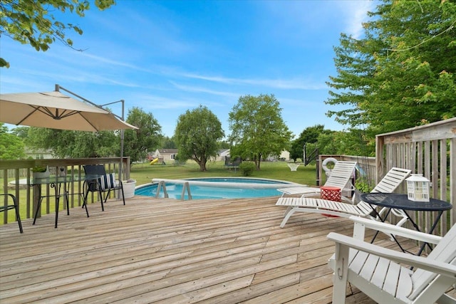 3583 Newport Dr, Island Lake, IL 60042 - outdoor pool with a wooden deck and a lawn