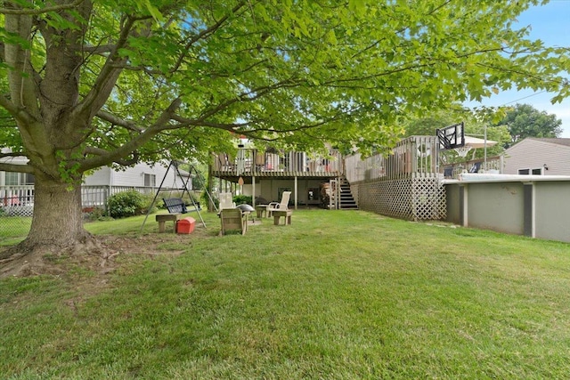 3583 Newport Dr, Island Lake, IL 60042 - view of yard with stairs and a deck