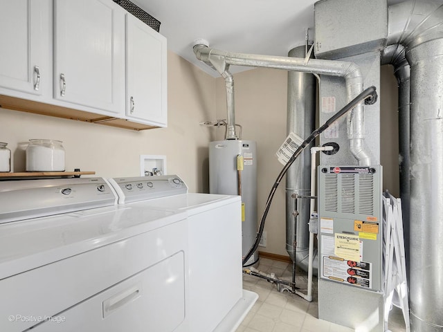 2855 Vernal Ln, Naperville, IL 60564 - washroom with cabinet space, washer and clothes dryer, water heater, and light tile patterned floors