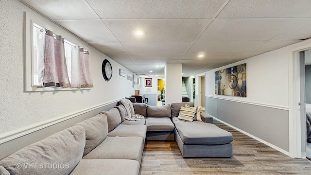 7525 N Overhill Ave, Chicago, IL 60631 - living area featuring wood finished floors, recessed lighting, and a drop ceiling