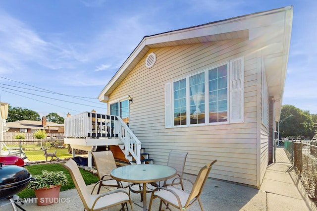 7525 N Overhill Ave, Chicago, IL 60631 - view of patio / terrace featuring stairs and a wooden deck
