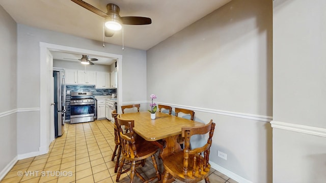 7525 N Overhill Ave, Chicago, IL 60631 - dining room with ceiling fan and light tile patterned flooring