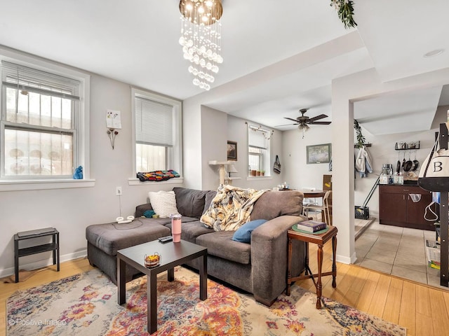 2118 W N Ave Unit Bs, Chicago, IL 60647 - living area with light wood-style flooring and ceiling fan