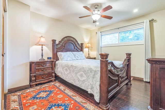 817 Hibbard Rd Unit D, Wilmette, IL 60091 - bedroom with dark wood finished floors, recessed lighting, and a ceiling fan