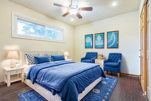817 Hibbard Rd Unit D, Wilmette, IL 60091 - bedroom with hardwood / wood-style flooring, recessed lighting, and a ceiling fan