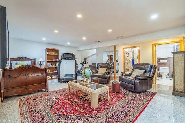 817 Hibbard Rd Unit D, Wilmette, IL 60091 - living room featuring recessed lighting and stairway