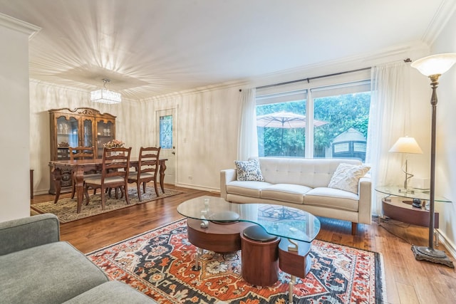 817 Hibbard Rd Unit D, Wilmette, IL 60091 - living room featuring wood finished floors and crown molding