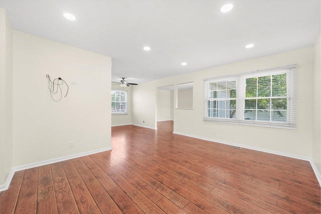 13659 W Cedarbend Dr, Homer Glen, IL 60491 - empty room with wood finished floors, ceiling fan, and recessed lighting